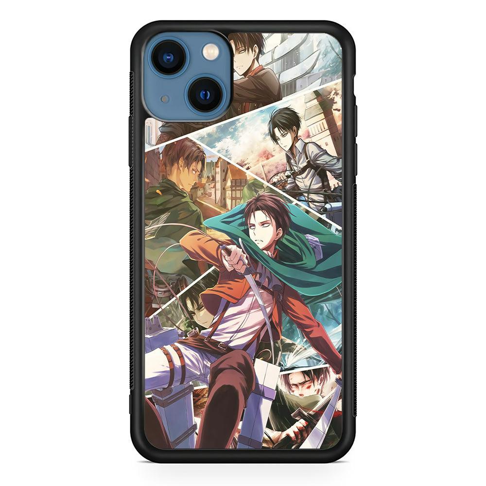 Levi Ackerman Collage iPhone 13 Mini Case-Rubber / Black (2D Case)-Xtracase