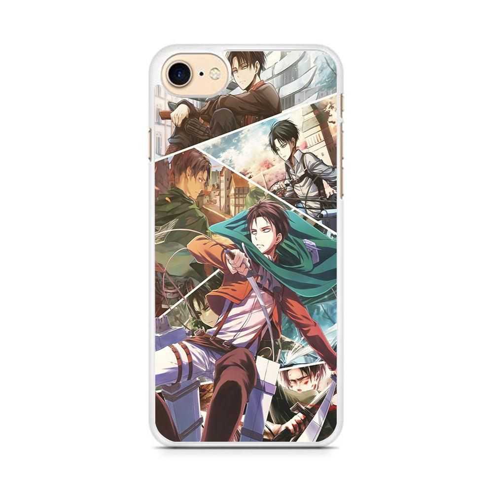 Levi Ackerman Collage iPhone 7 Case-Rubber / White (2D Case)-Xtracase