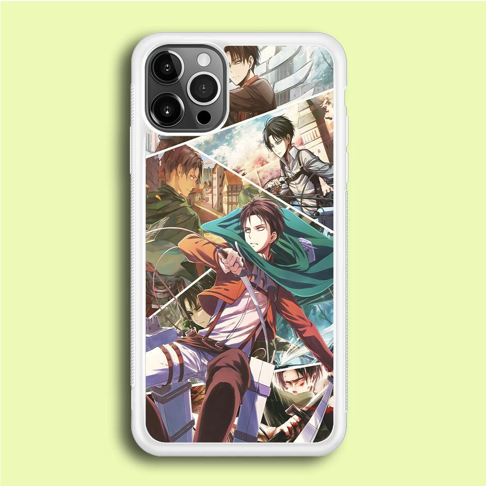 Levi Ackerman Collage iPhone 12 Pro Case-Rubber / White (2D Case)-Xtracase