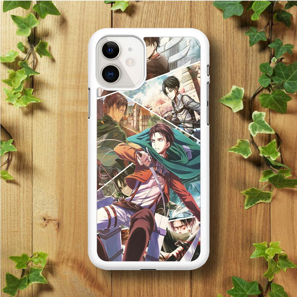 Levi Ackerman Collage iPhone 11 Case-Rubber / White (2D Case)-Xtracase