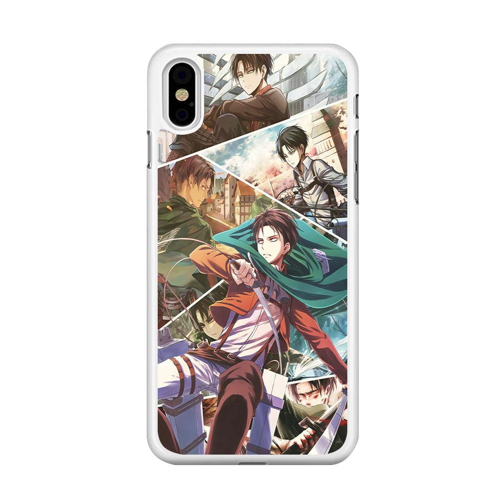 Levi Ackerman Collage iPhone X Case-Rubber / White (2D Case)-Xtracase