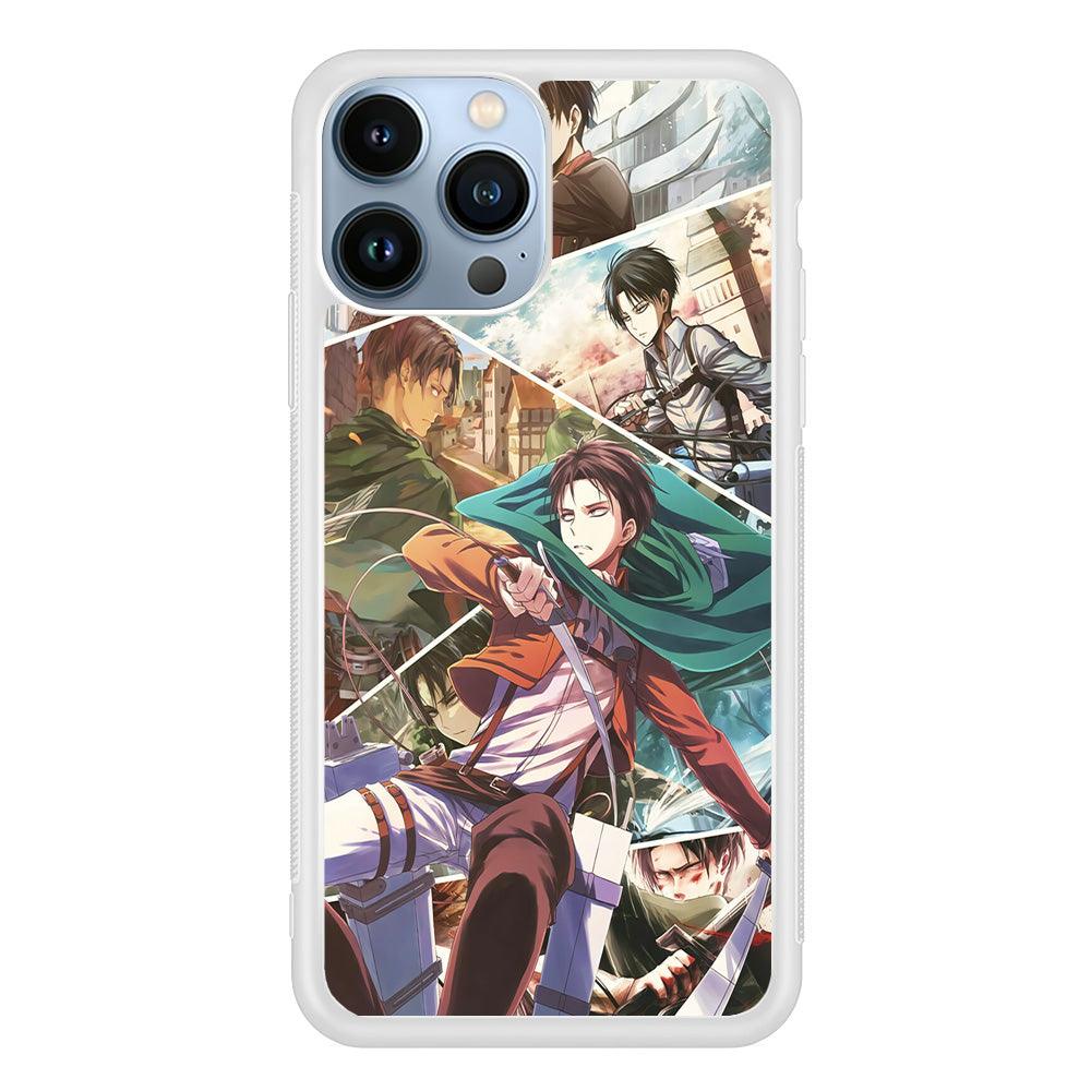 Levi Ackerman Collage iPhone 13 Pro Case-Rubber / White (2D Case)-Xtracase