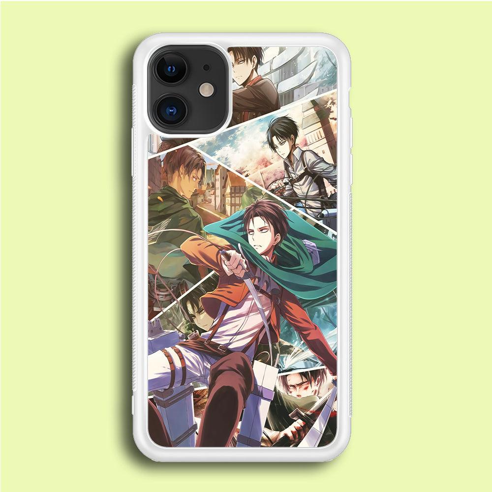 Levi Ackerman Collage iPhone 12 Case-Rubber / White (2D Case)-Xtracase