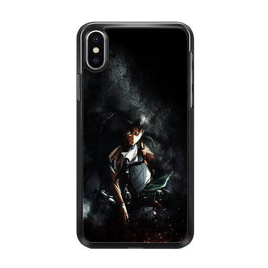 Levi Ackerman Shingeki no Kyojin iPhone Xs Case-Rubber / Black (2D Case)-Xtracase