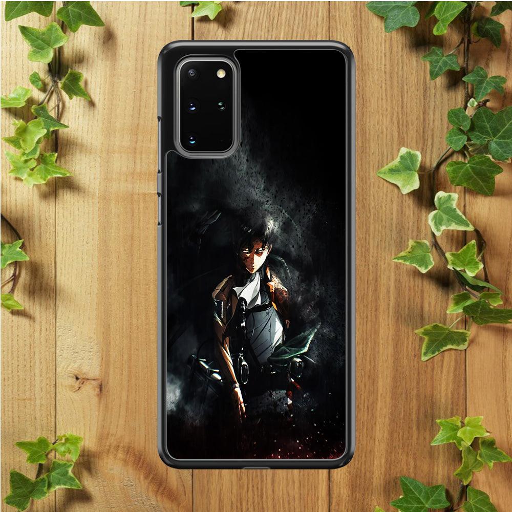 Levi Ackerman Shingeki no Kyojin Samsung Galaxy S20 Plus Case-Rubber / Black (2D Case)-Xtracase