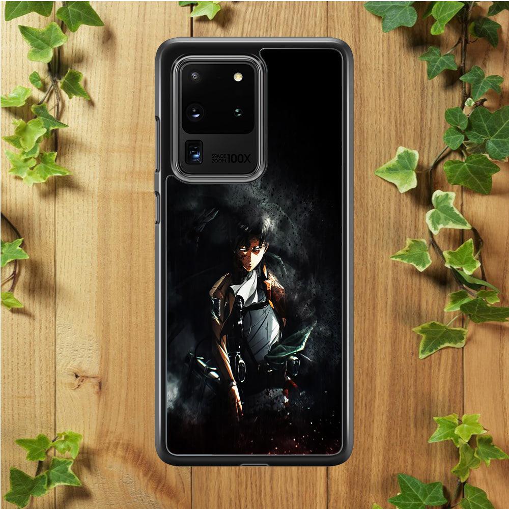 Levi Ackerman Shingeki no Kyojin Samsung Galaxy S20 Ultra Case-Rubber / White (2D Case)-Xtracase