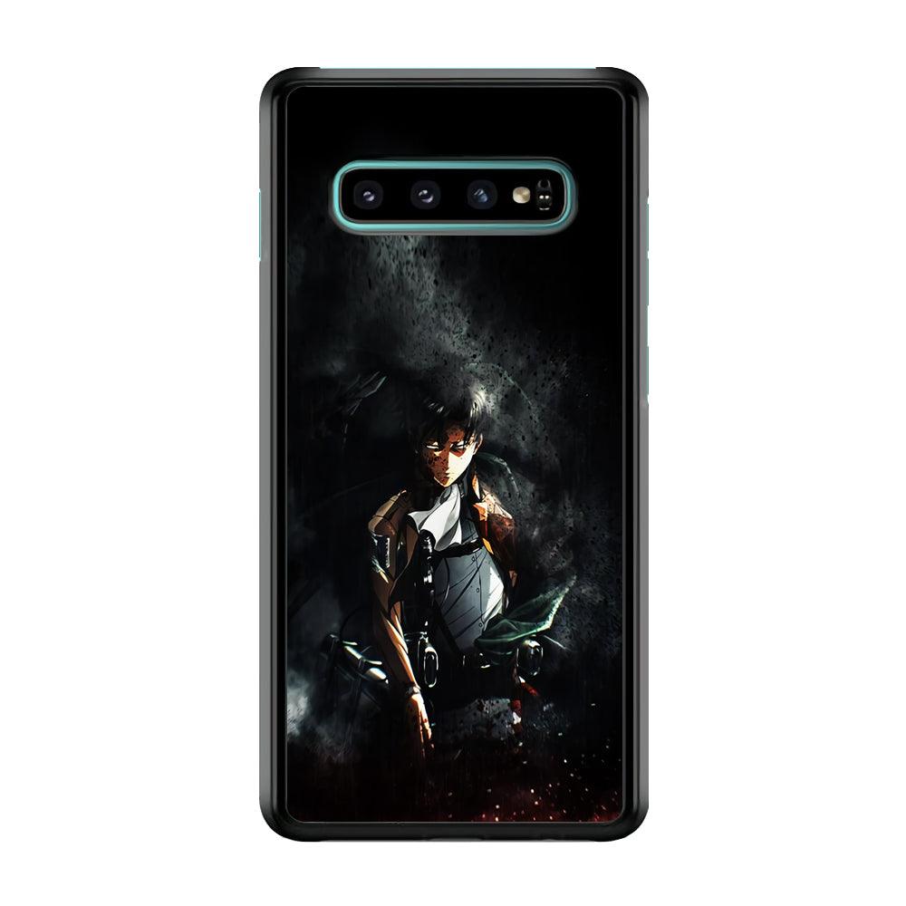 Levi Ackerman Shingeki no Kyojin Samsung Galaxy S10 Case-Rubber / White (2D Case)-Xtracase