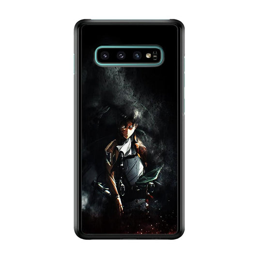 Levi Ackerman Shingeki no Kyojin Samsung Galaxy S10 Case-Rubber / White (2D Case)-Xtracase