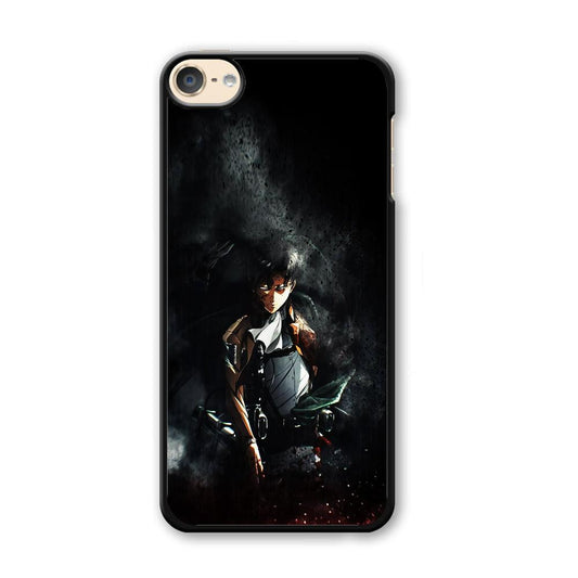 Levi Ackerman Shingeki no Kyojin iPod Touch 6 Case-Plastic / Black (2D Case)-Xtracase