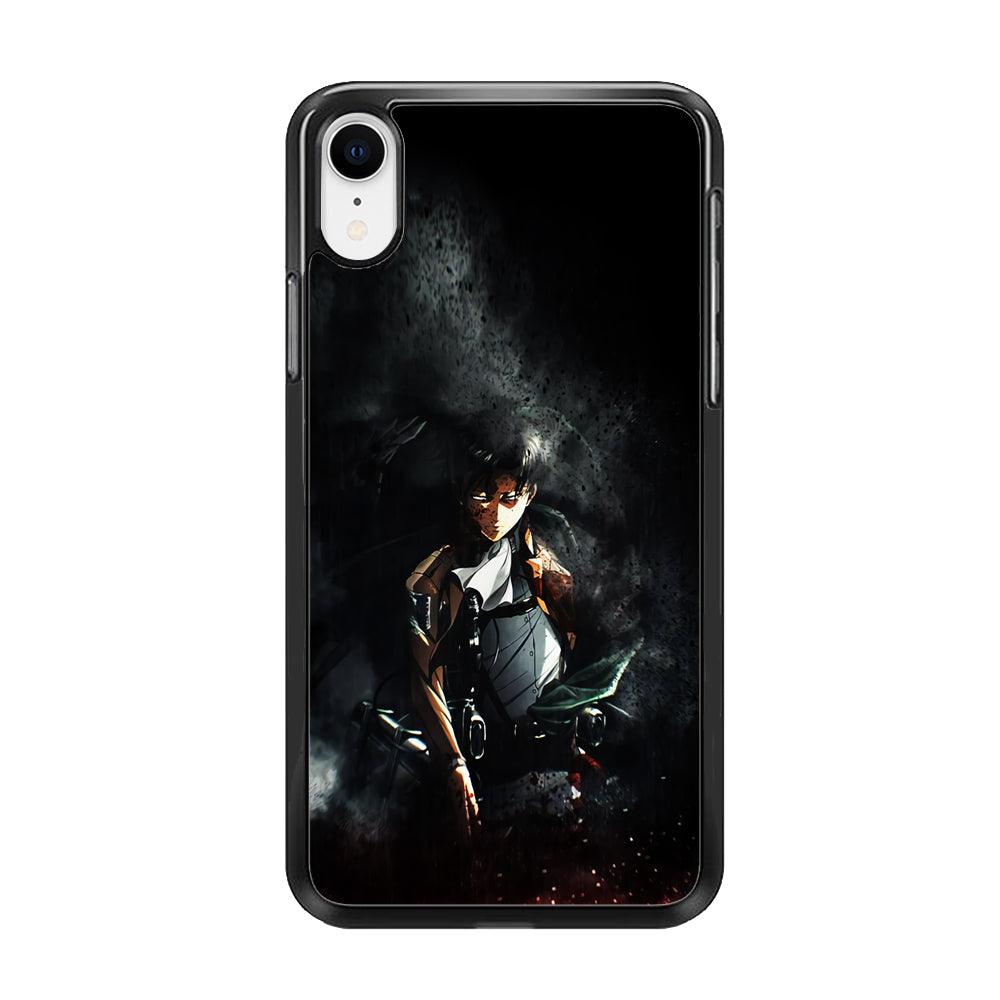 Levi Ackerman Shingeki no Kyojin iPhone XR Case-Rubber / Black (2D Case)-Xtracase