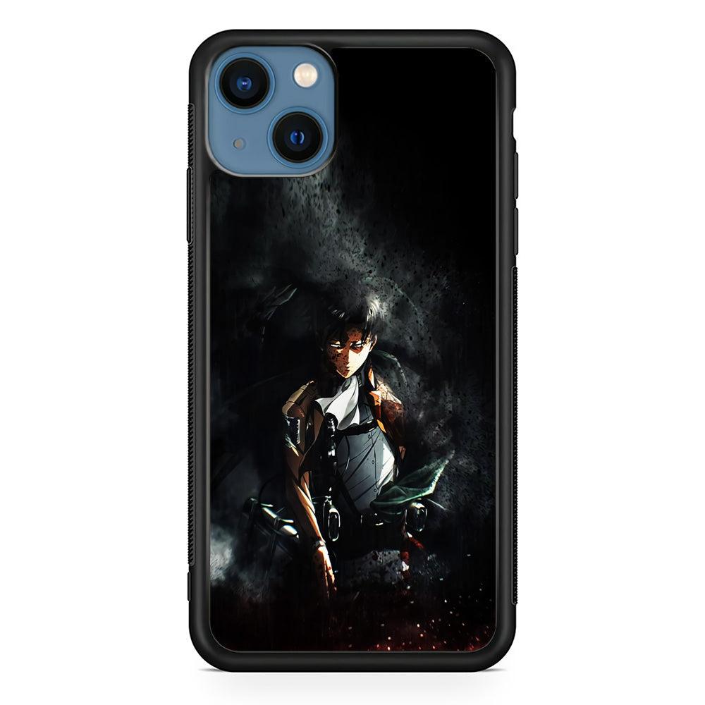 Levi Ackerman Shingeki no Kyojin iPhone 13 Mini Case-Rubber / Black (2D Case)-Xtracase