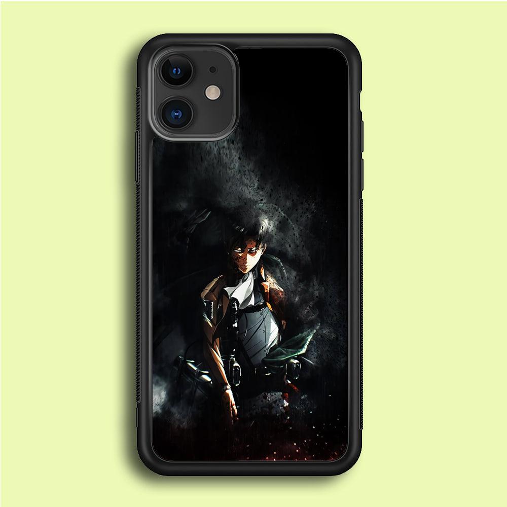 Levi Ackerman Shingeki no Kyojin iPhone 12 Mini Case-Rubber / Black (2D Case)-Xtracase
