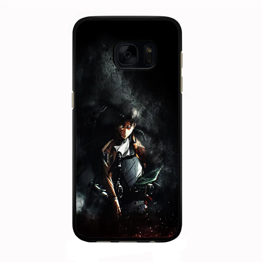 Levi Ackerman Shingeki no Kyojin Samsung Galaxy S7 Edge Case-Rubber / Black (2D Case)-Xtracase