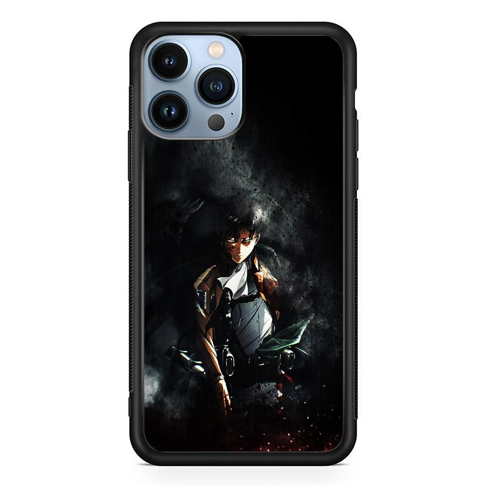 Levi Ackerman Shingeki no Kyojin iPhone 13 Pro Case-Rubber / Black (2D Case)-Xtracase