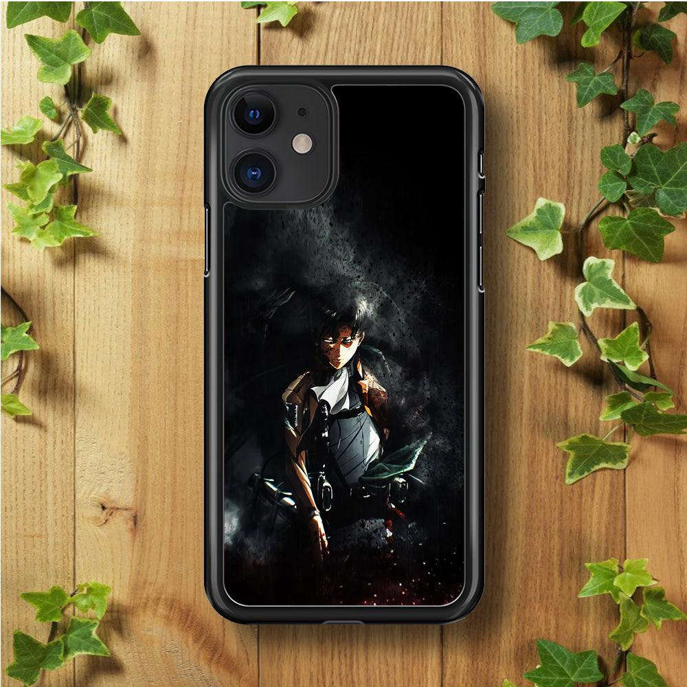 Levi Ackerman Shingeki no Kyojin iPhone 11 Case-Rubber / Black (2D Case)-Xtracase