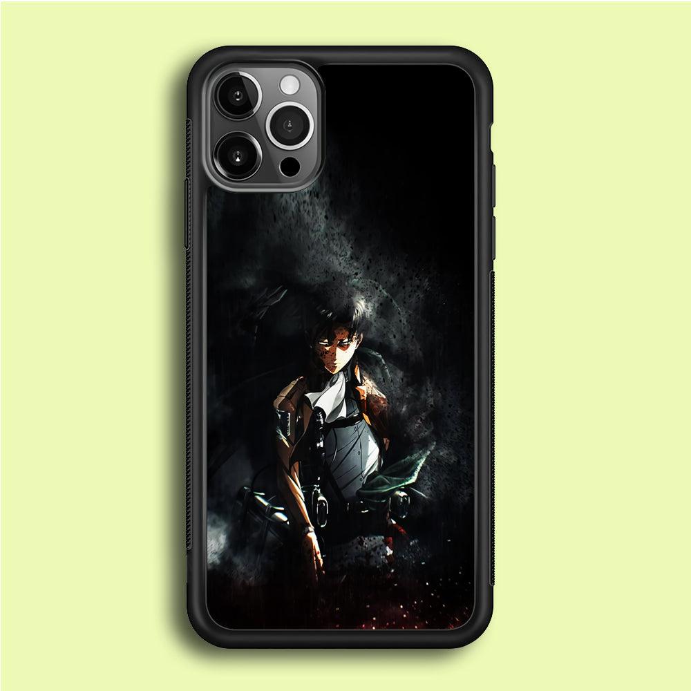 Levi Ackerman Shingeki no Kyojin iPhone 12 Pro Case-Rubber / Black (2D Case)-Xtracase