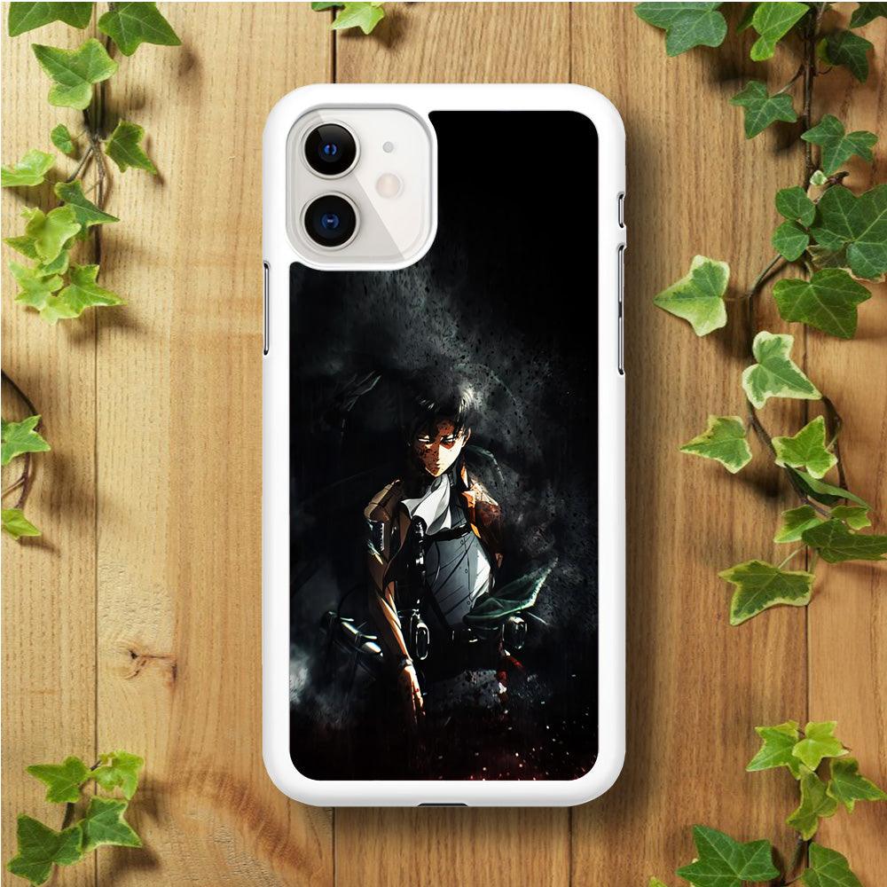 Levi Ackerman Shingeki no Kyojin iPhone 11 Case-Rubber / White (2D Case)-Xtracase