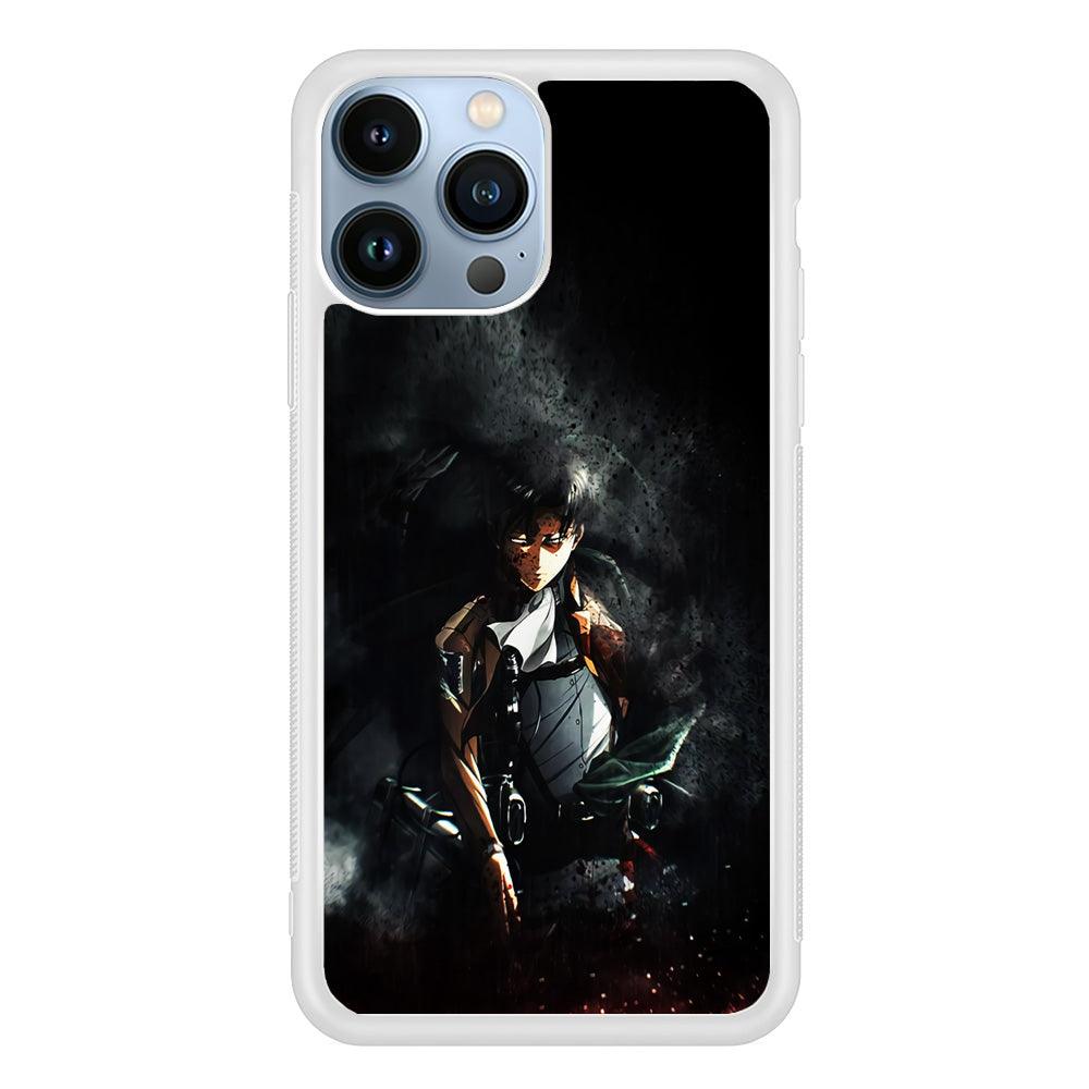 Levi Ackerman Shingeki no Kyojin iPhone 13 Pro Case-Rubber / White (2D Case)-Xtracase