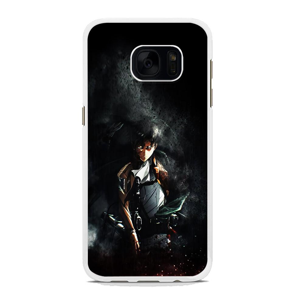 Levi Ackerman Shingeki no Kyojin Samsung Galaxy S7 Edge Case-Rubber / White (2D Case)-Xtracase