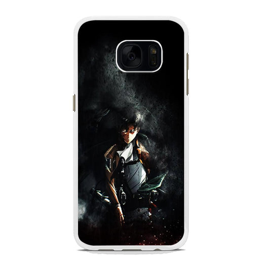 Levi Ackerman Shingeki no Kyojin Samsung Galaxy S7 Edge Case-Rubber / White (2D Case)-Xtracase