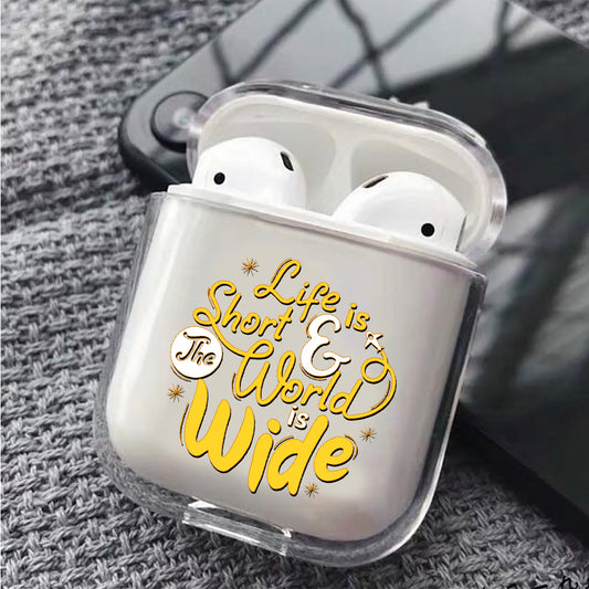 Life is Short Hard Plastic Protective Clear Case Cover For Apple Airpods