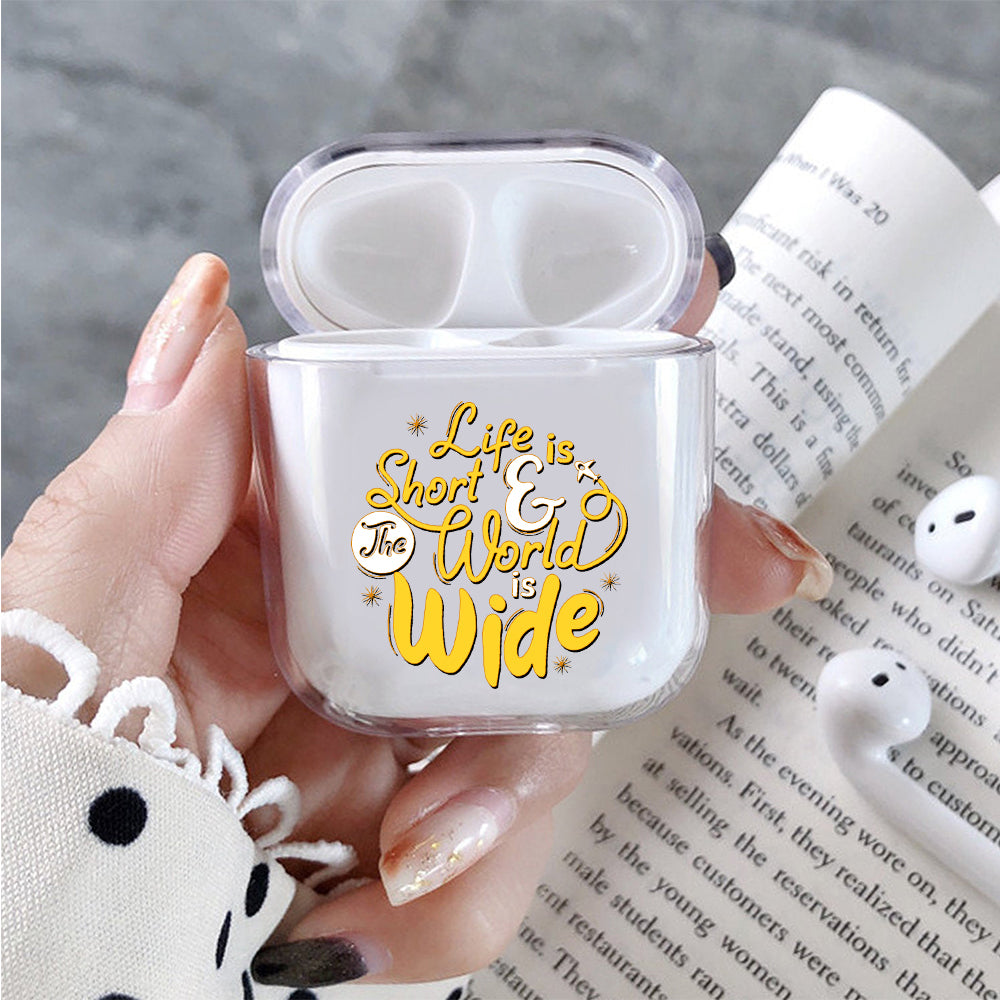 Life is Short Hard Plastic Protective Clear Case Cover For Apple Airpods