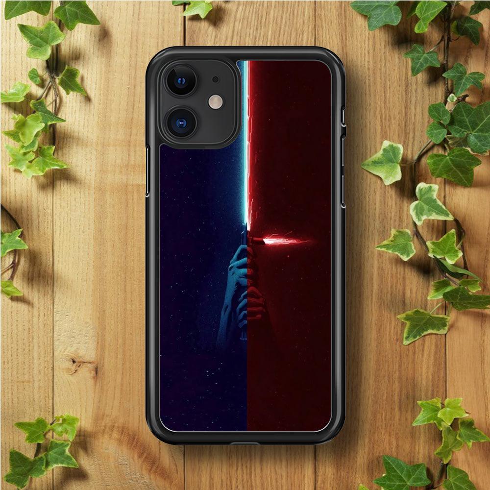 Lightsaber Blue Red Star Wars iPhone 11 Case-Rubber / Black (2D Case)-Xtracase
