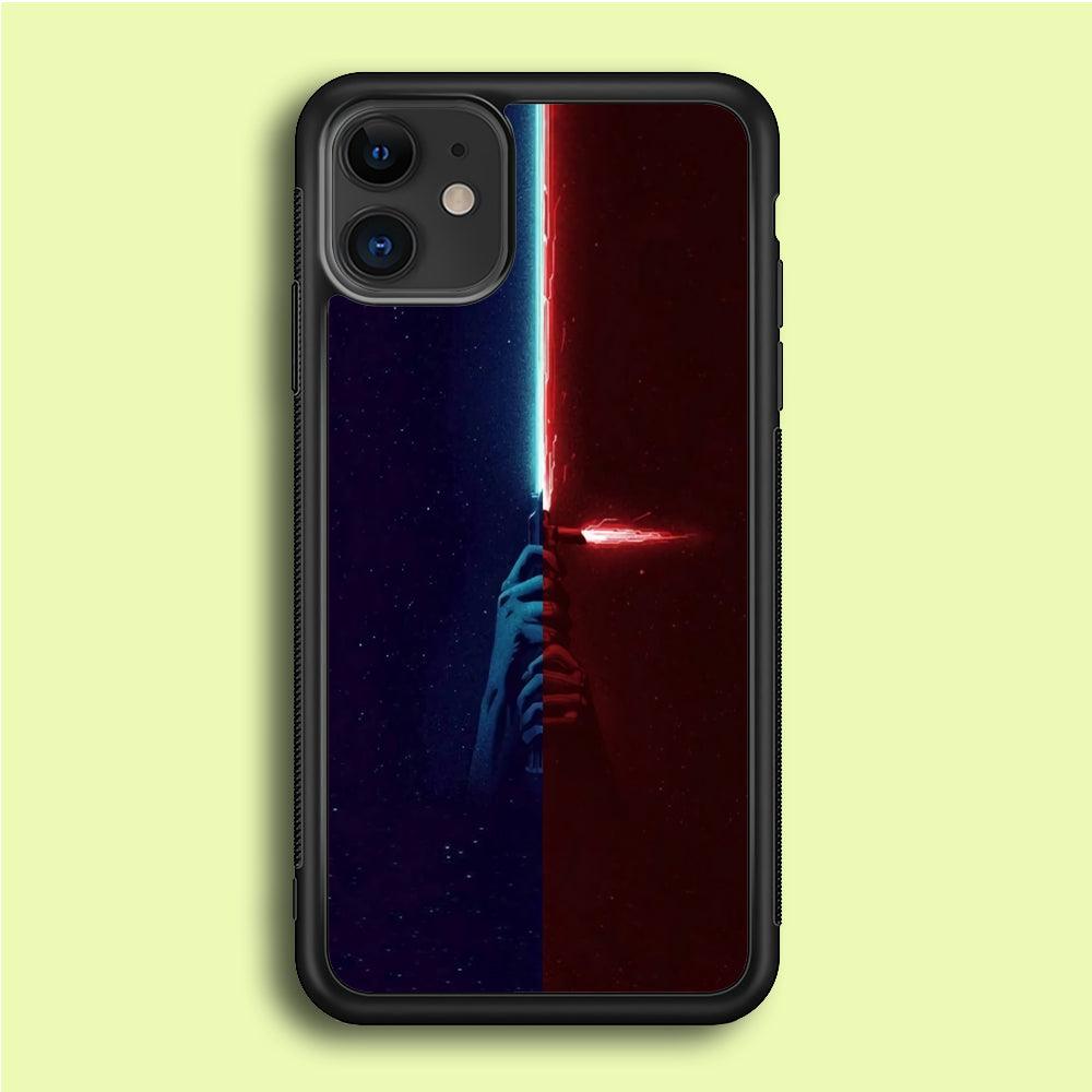 Lightsaber Blue Red Star Wars iPhone 12 Case-Rubber / Black (2D Case)-Xtracase