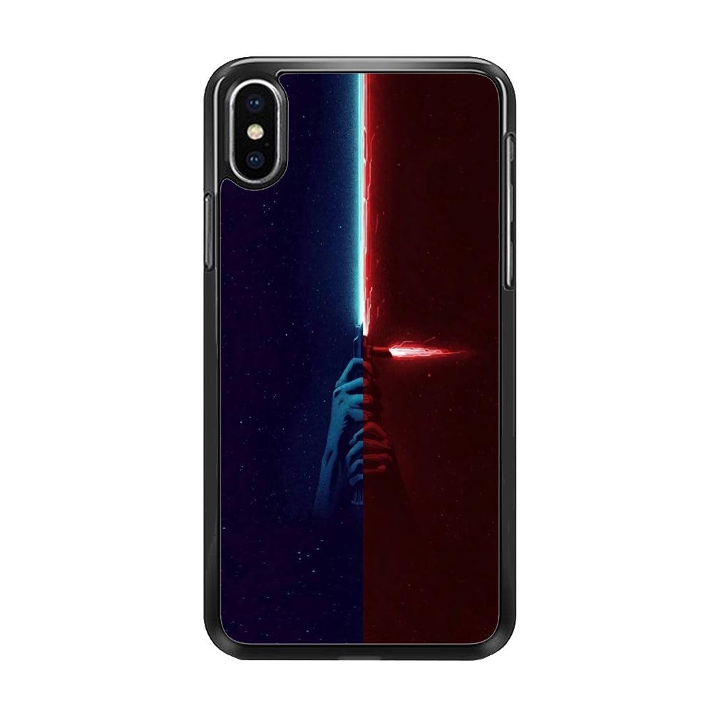 Lightsaber Blue Red Star Wars iPhone Xs Case-Rubber / Black (2D Case)-Xtracase