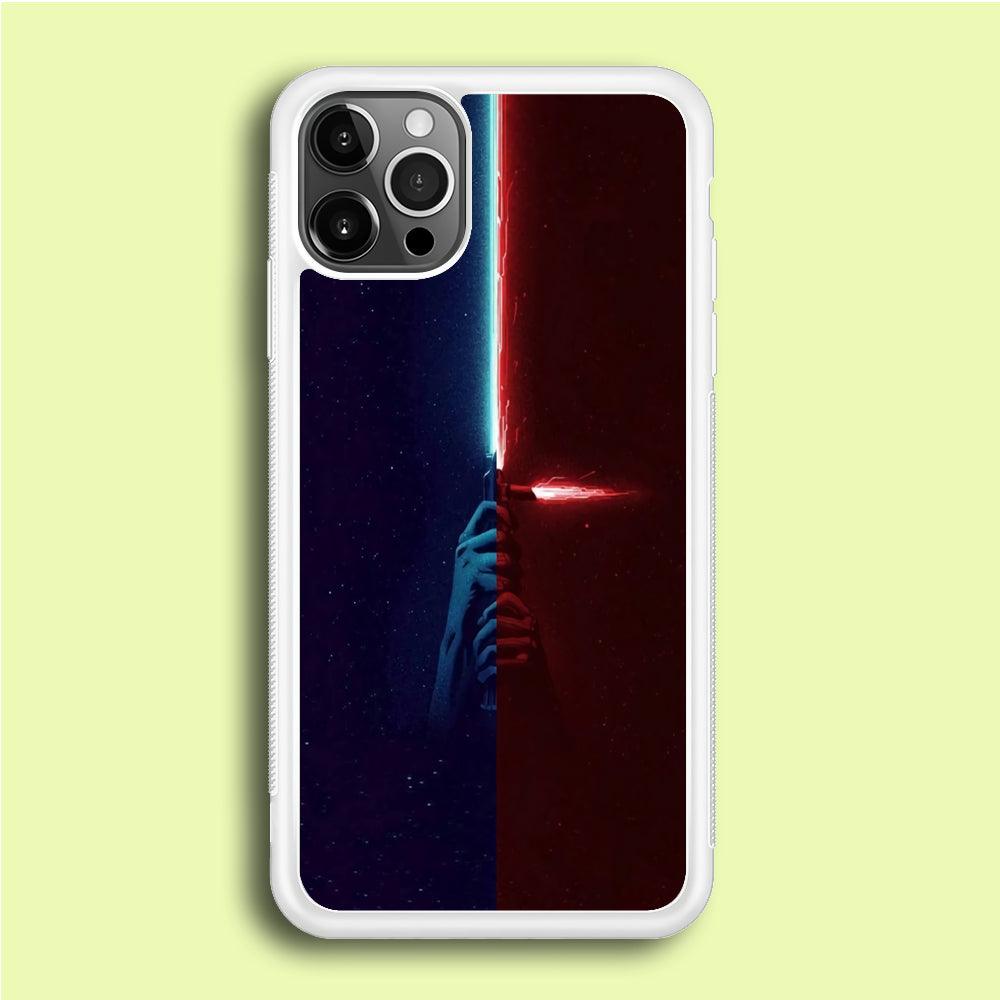 Lightsaber Blue Red Star Wars iPhone 12 Pro Case-Rubber / White (2D Case)-Xtracase
