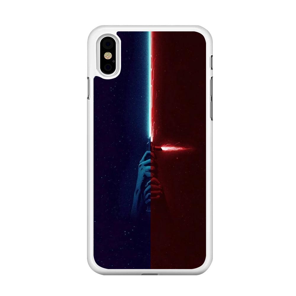Lightsaber Blue Red Star Wars iPhone Xs Case-Rubber / White (2D Case)-Xtracase