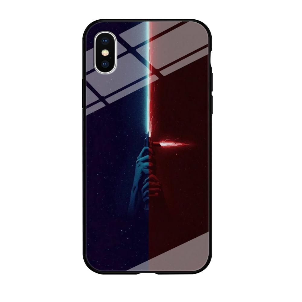 Lightsaber Blue Red Star Wars iPhone Xs Case-Tempered Glass Case-Xtracase