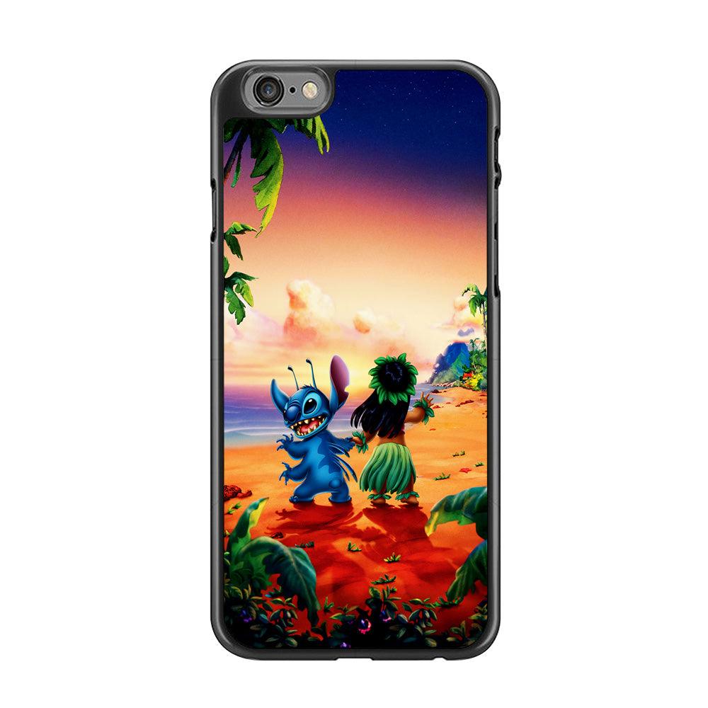 Lilo and Stitch on The Beach iPhone 6 | 6s Case-Rubber / Black (2D Case)-Xtracase