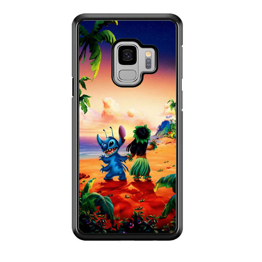 Lilo and Stitch on The Beach Samsung Galaxy S9 Case-Rubber / Black (2D Case)-Xtracase