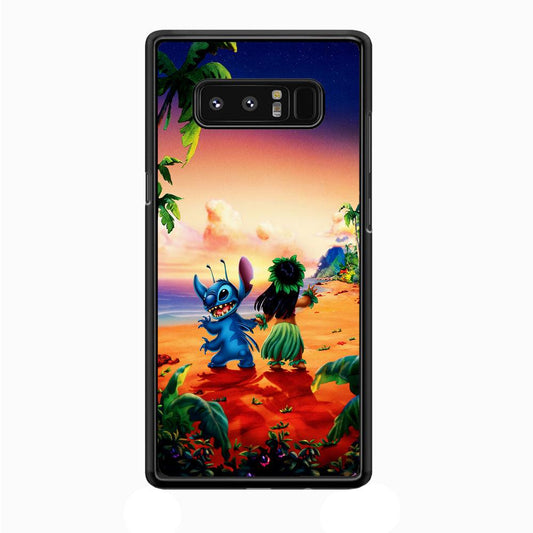 Lilo and Stitch on The Beach Samsung Galaxy Note 8 Case-Rubber / Black (2D Case)-Xtracase