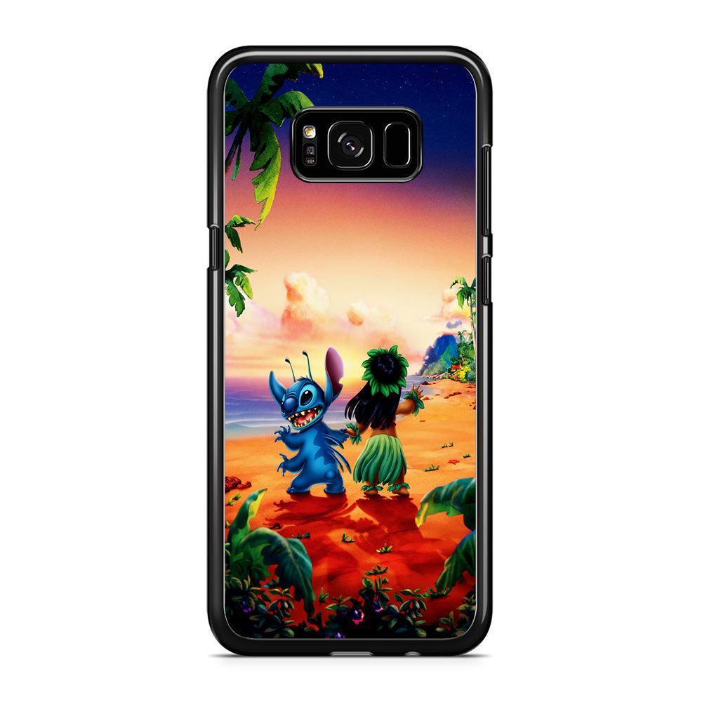 Lilo and Stitch on The Beach Samsung Galaxy S8 Case-Rubber / Black (2D Case)-Xtracase