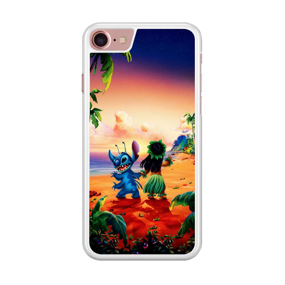Lilo and Stitch on The Beach iPhone SE 2020 Case-Rubber / White (2D Case)-Xtracase