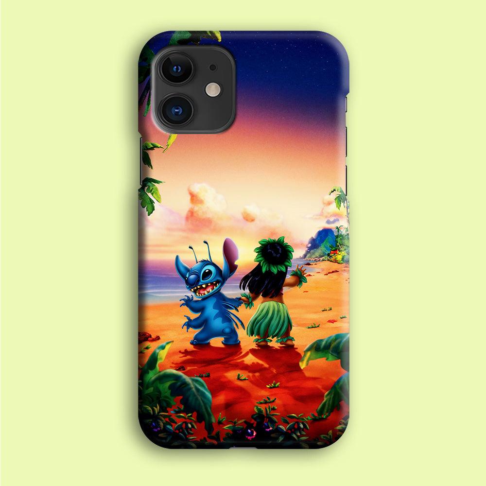 Lilo and Stitch on The Beach iPhone 12 Mini Case-Plastic / Full Wrap (3D Case)-Xtracase
