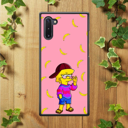 Lisa Simpson Banana Samsung Galaxy Note 10 Case-Rubber / White (2D Case)-Xtracase