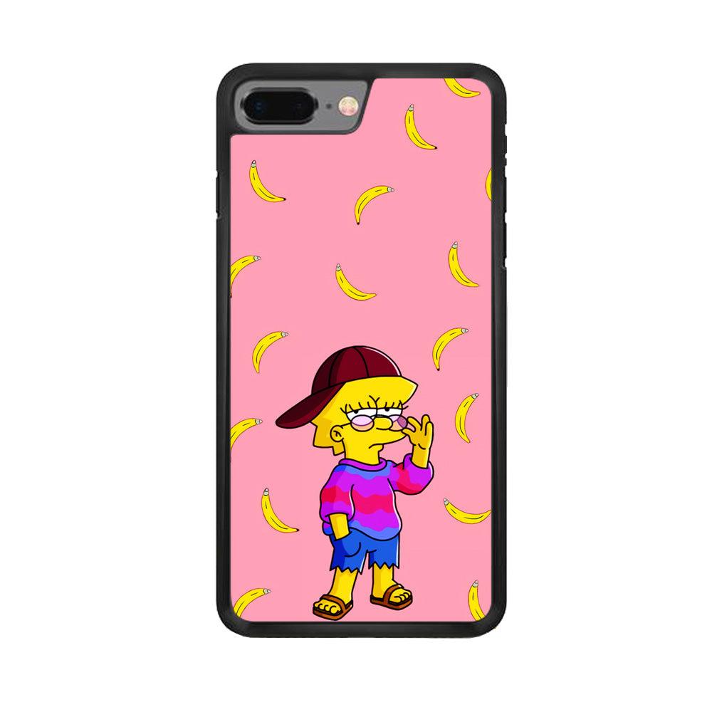 Lisa Simpson Banana iPhone 8 Plus Case-Rubber / Black (2D Case)-Xtracase