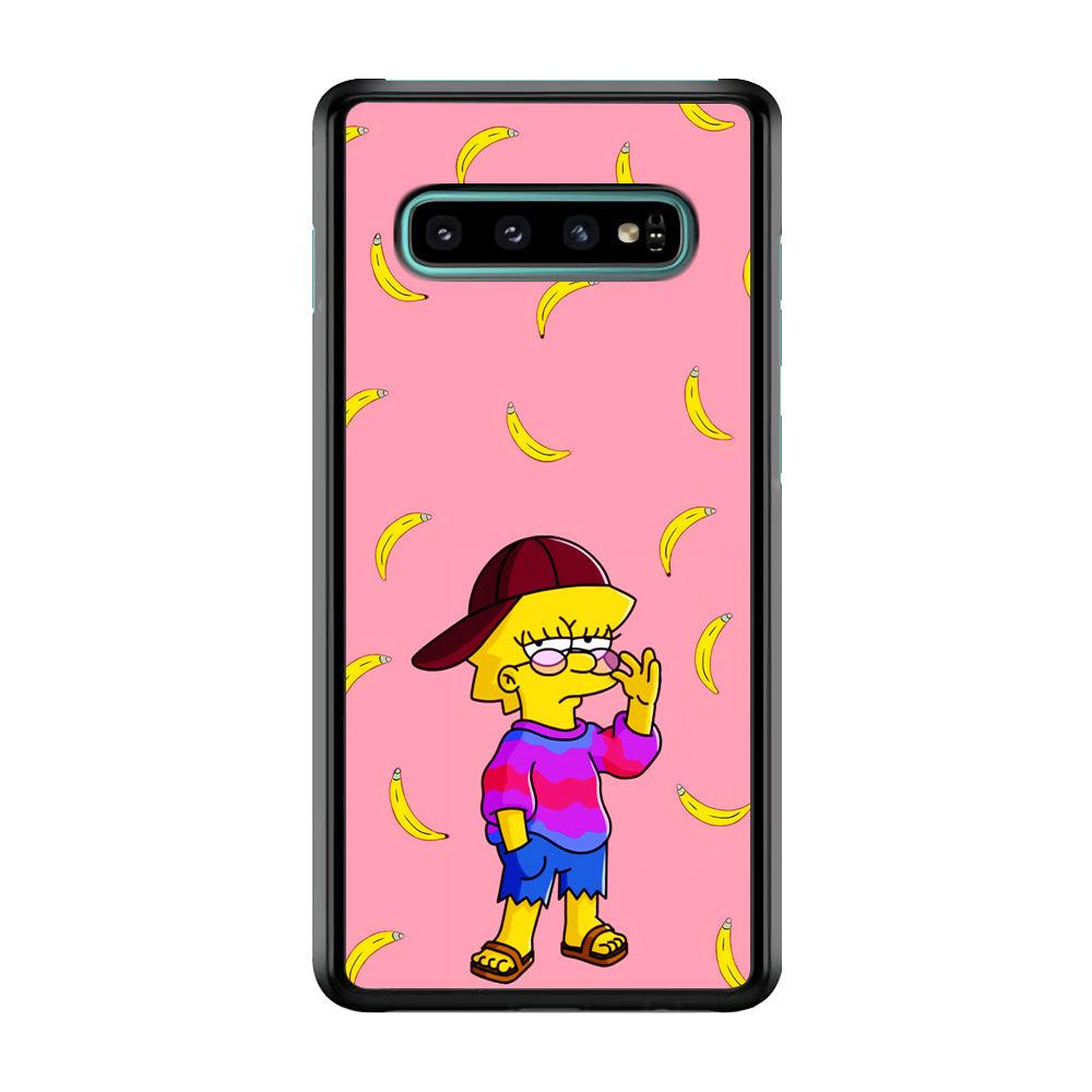 Lisa Simpson Banana Samsung Galaxy S10 Case-Rubber / White (2D Case)-Xtracase