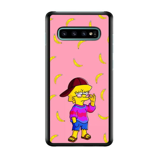 Lisa Simpson Banana Samsung Galaxy S10 Case-Rubber / White (2D Case)-Xtracase