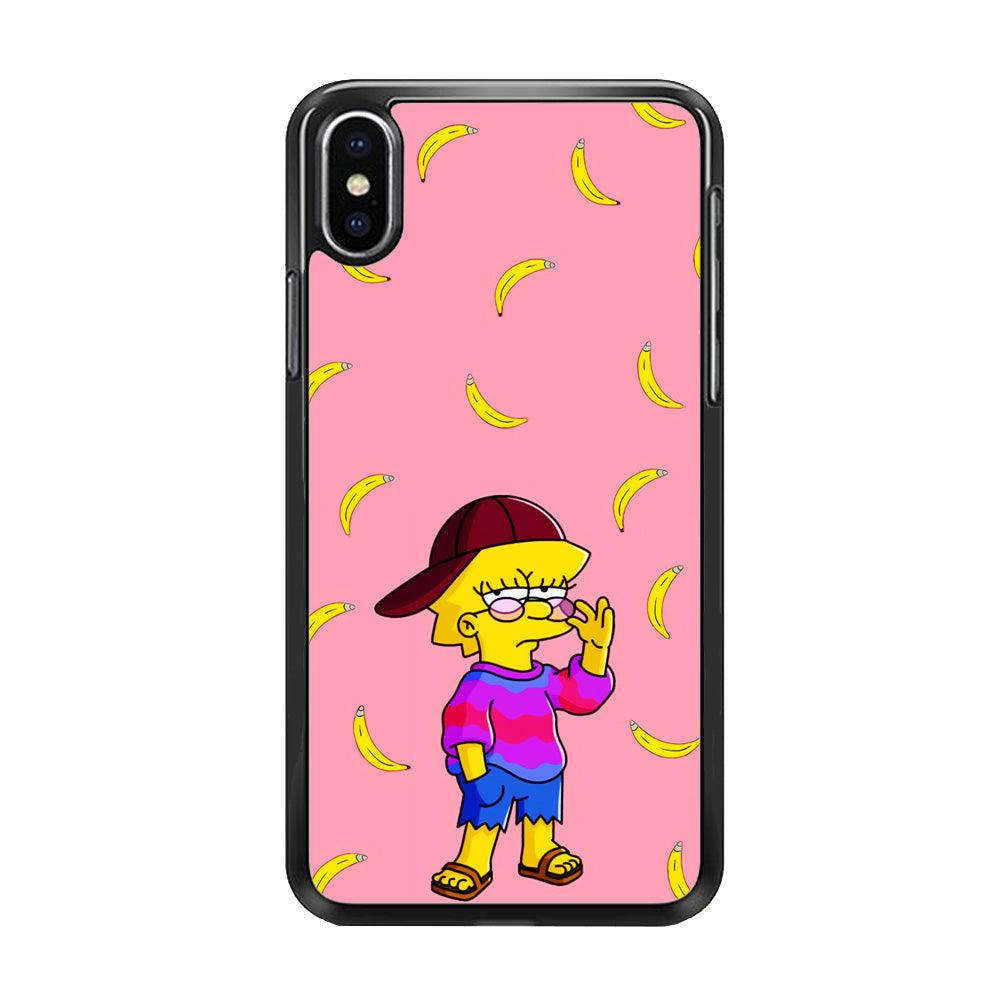 Lisa Simpson Banana iPhone Xs Case-Rubber / Black (2D Case)-Xtracase