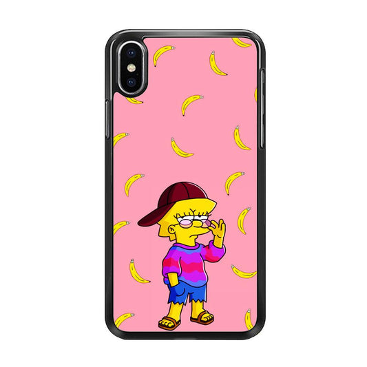 Lisa Simpson Banana iPhone X Case-Rubber / Black (2D Case)-Xtracase