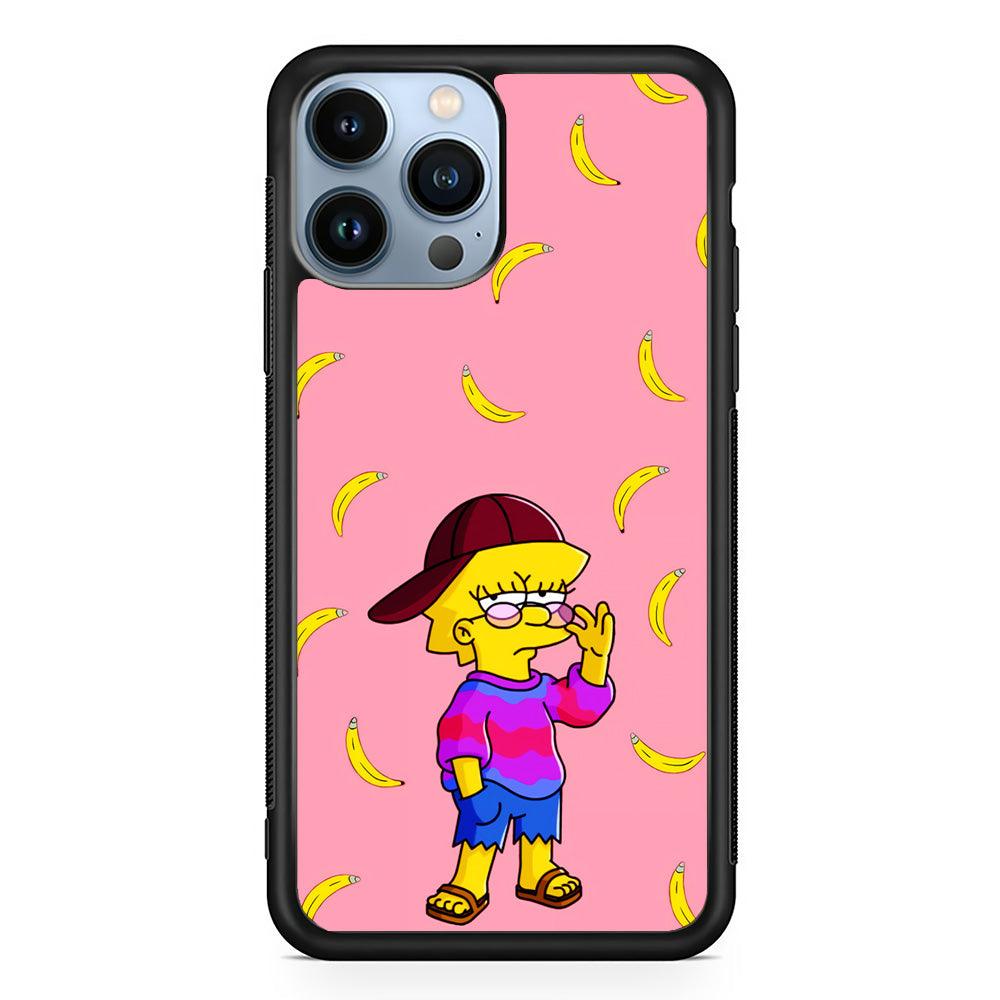 Lisa Simpson Banana iPhone 13 Pro Max Case-Rubber / Black (2D Case)-Xtracase