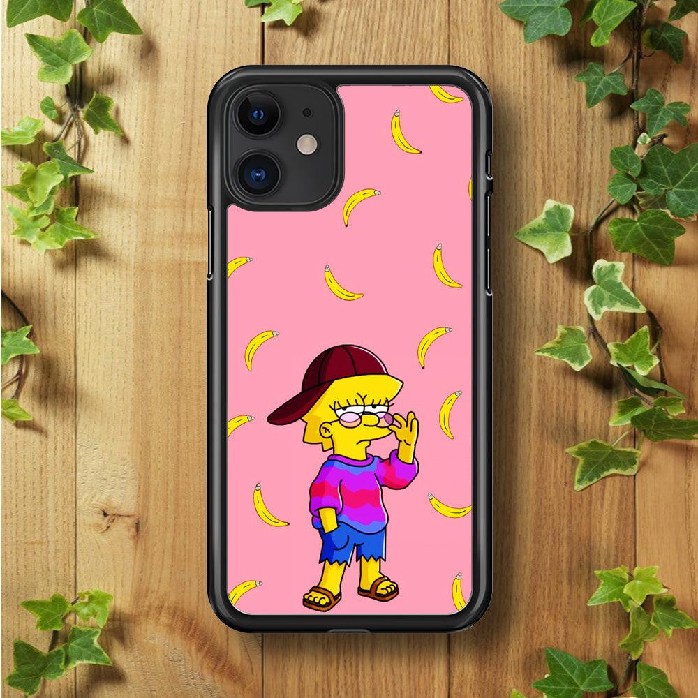 Lisa Simpson Banana iPhone 11 Case-Rubber / Black (2D Case)-Xtracase