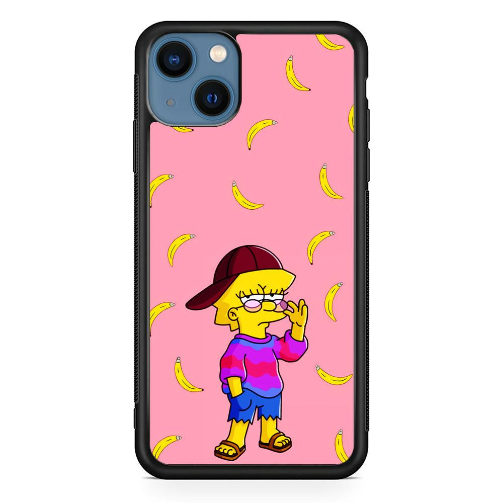 Lisa Simpson Banana iPhone 13 Mini Case-Rubber / Black (2D Case)-Xtracase