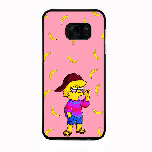Lisa Simpson Banana Samsung Galaxy S7 Edge Case-Rubber / Black (2D Case)-Xtracase