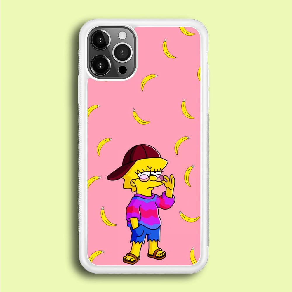 Lisa Simpson Banana iPhone 12 Pro Case-Rubber / White (2D Case)-Xtracase