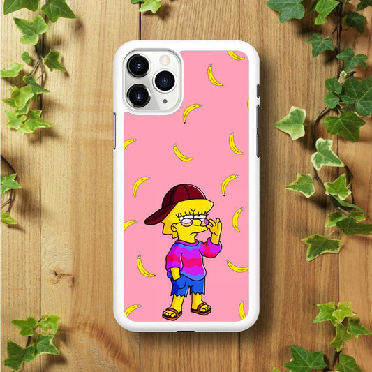 Lisa Simpson Banana iPhone 11 Pro Max Case-Rubber / White (2D Case)-Xtracase